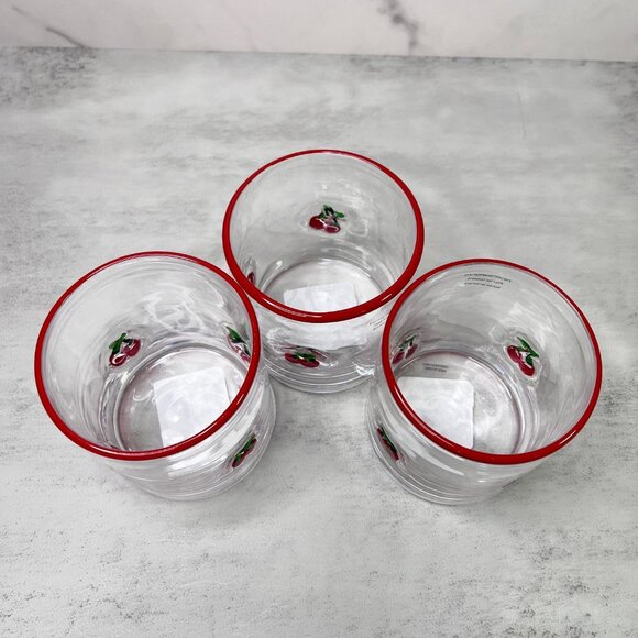 3 Cherry Icon Juice Drinking Glass Set - Picture 3 of 3